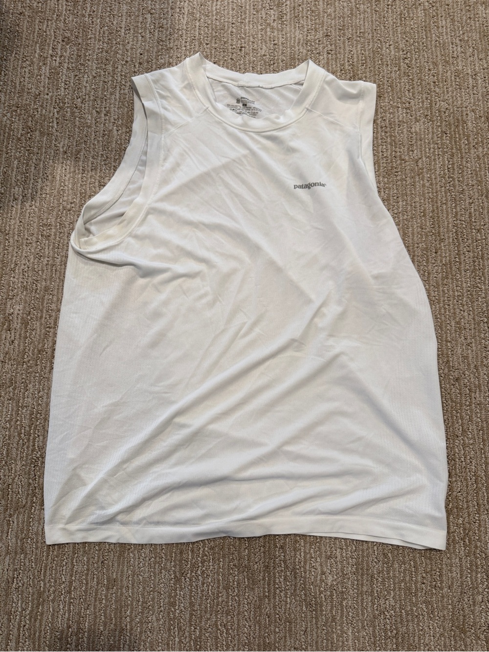 Patagonia White Crewneck Sleeveless Breathable Wickable.
